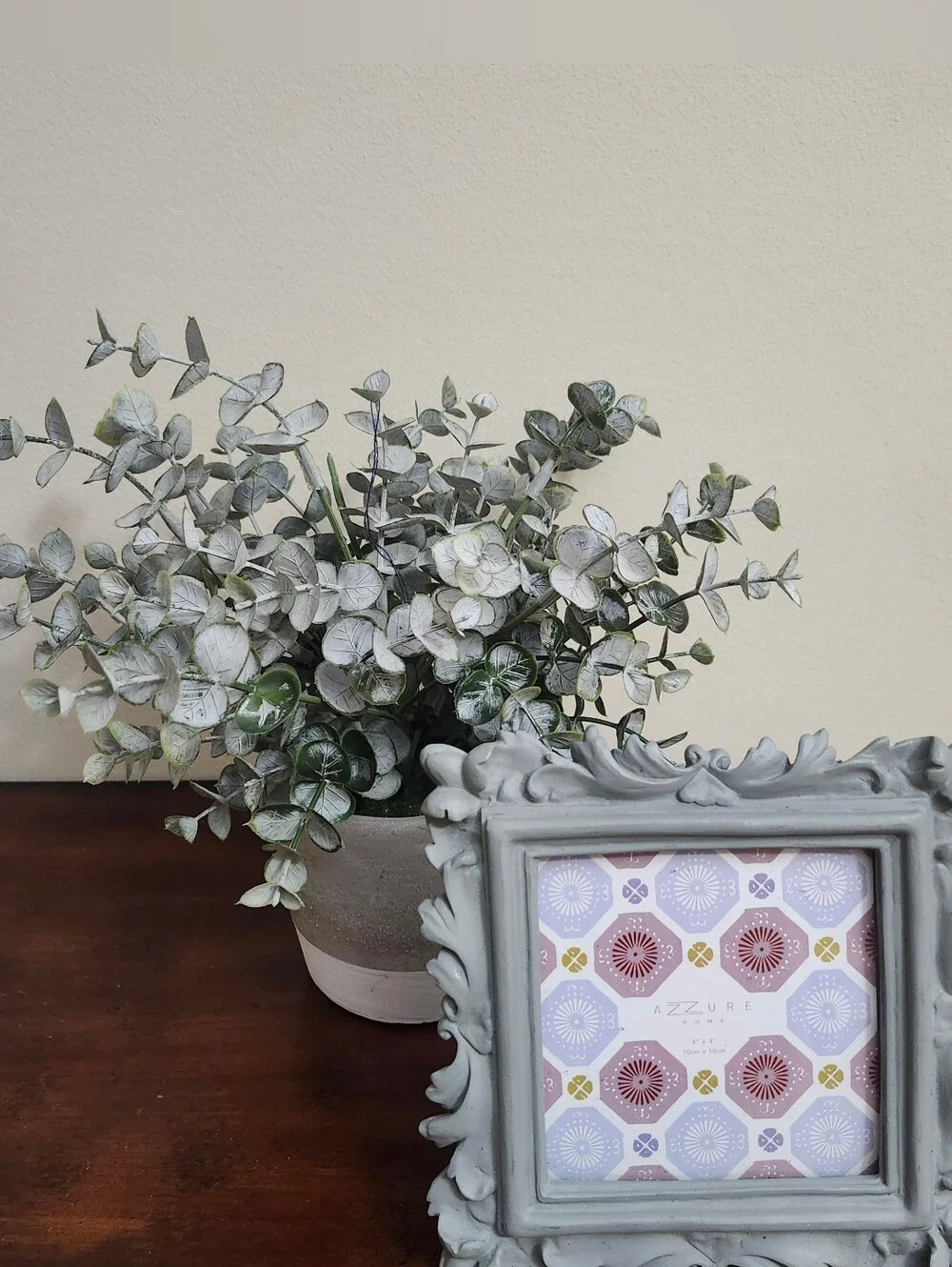 Azzure Home Ornate Photo Frame Gray Carved-Styled Resin Decorative Square 4x4